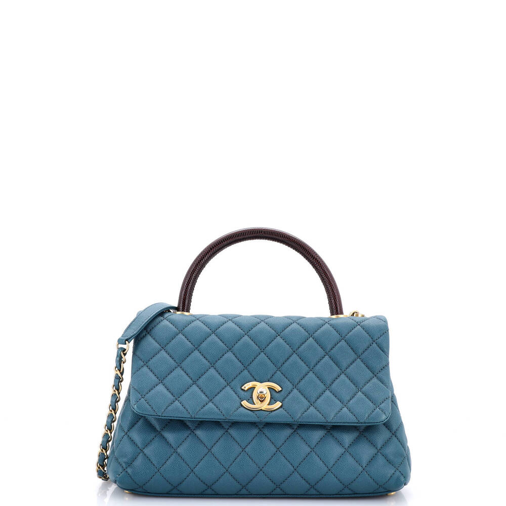 Chanel Small Coco Top Handle Bag Quilted Caviar with Lizard